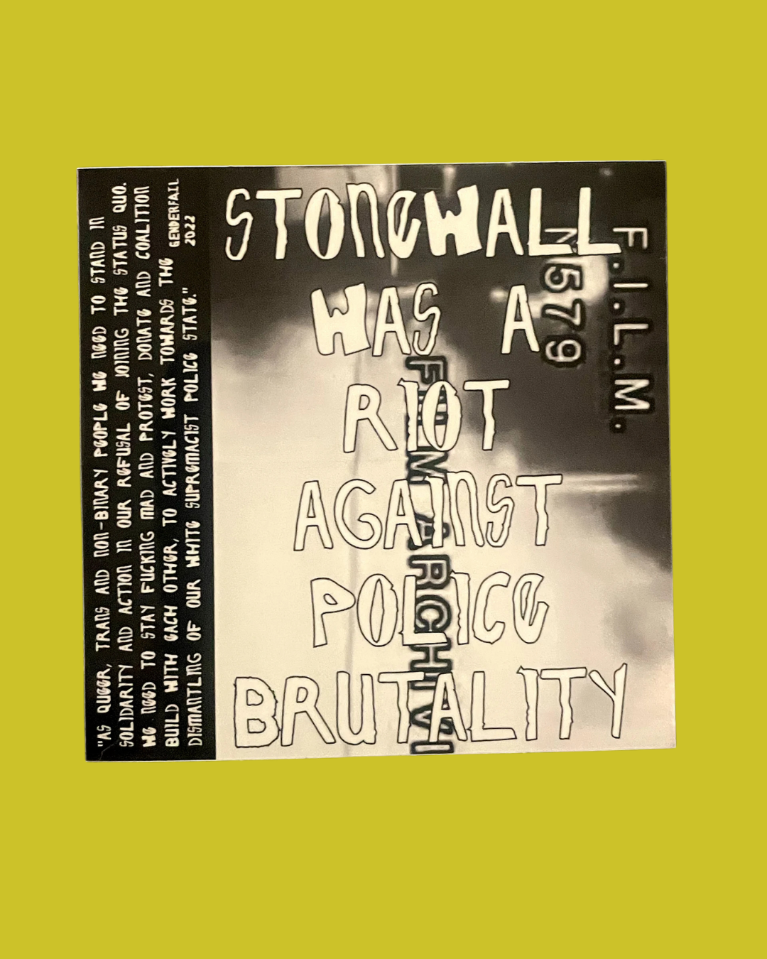 Stonewall Was a Riot Against Police Brutality Sticker