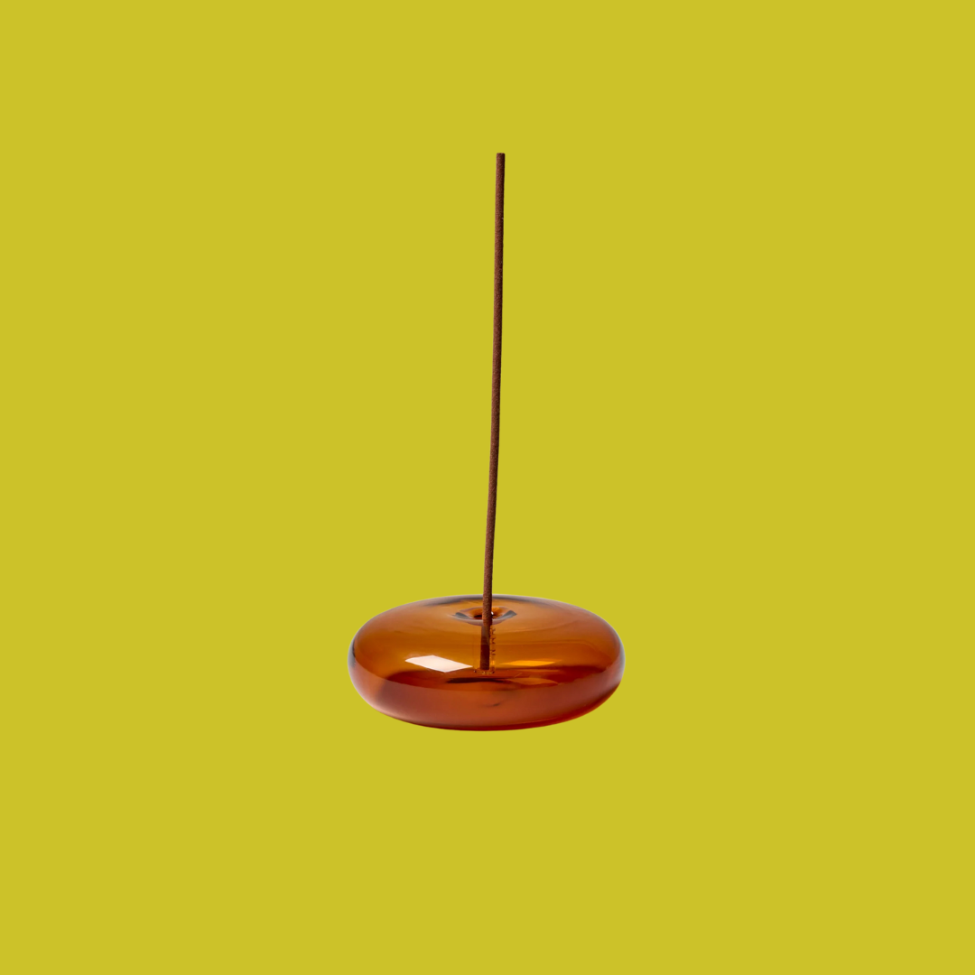 Amber Glass Vessel Incense Holder