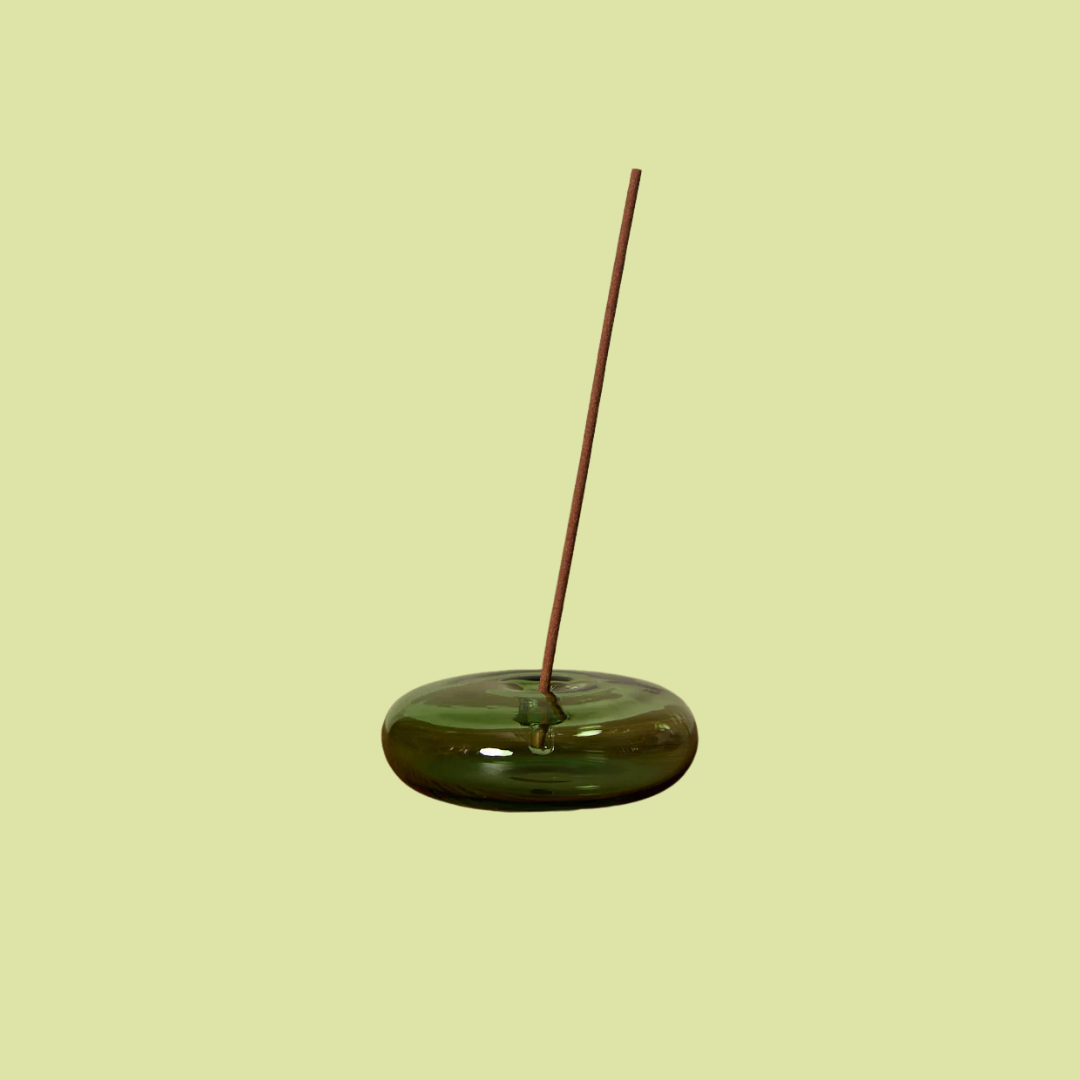 Green Glass Vessel Incense Holder