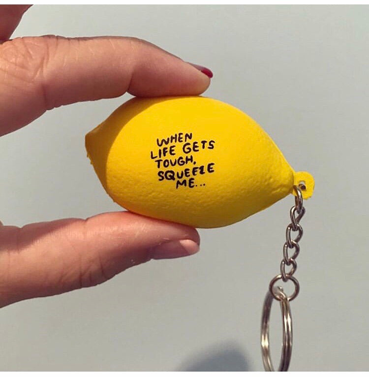 "When Life Gets Tough" Lemon Stress Ball Keychain