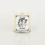 The Furies Candle with artwork by Erika Leahy. Sweet, woodsy scent.